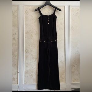Juicy Couture Girls Black Velour Wide Leg Romper Jumpsuit - Girls Size 10 - NWOT